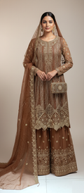 Brown Heavy Embroidered Sharara Suit – Wholesale Wedding Collection