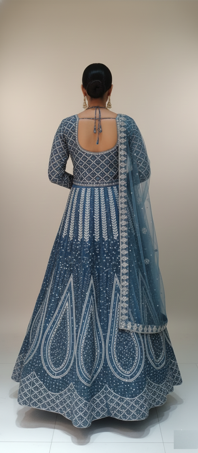 Trending Blue Anarkali Lehenga – Traditional Wedding Wear Wholesale Collection