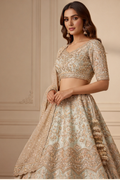 Premium Mint Green Embroidered Lehenga Choli – Wedding Special Collection