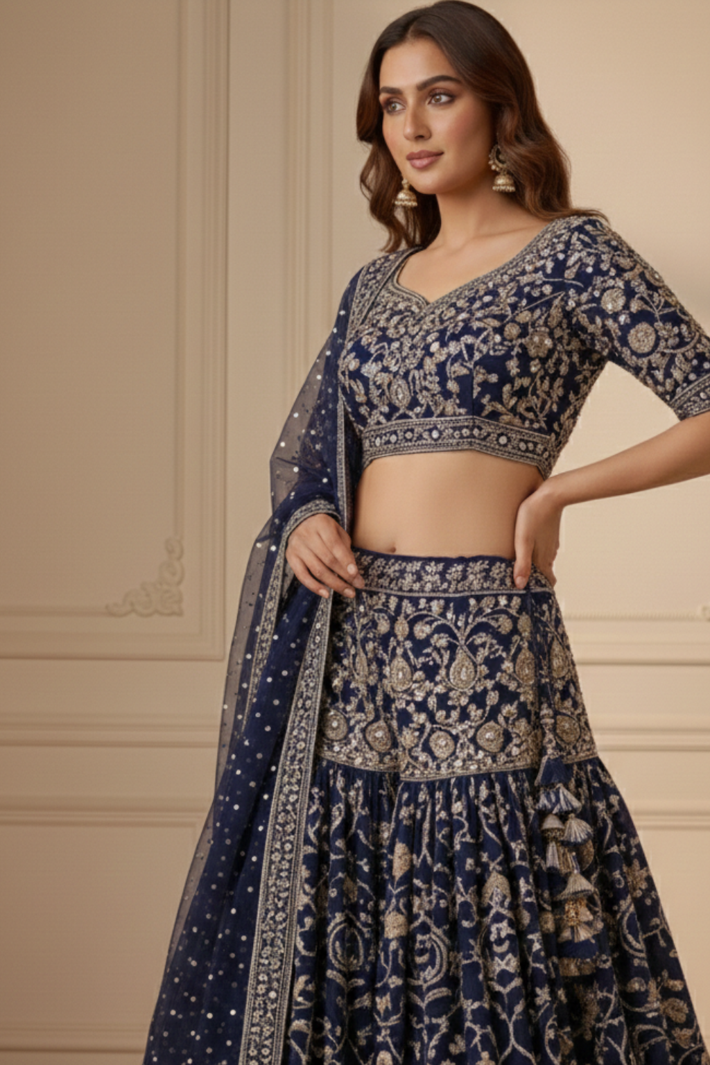 Royal Ivory Embroidered Sharara Set with Designer Long Jacket